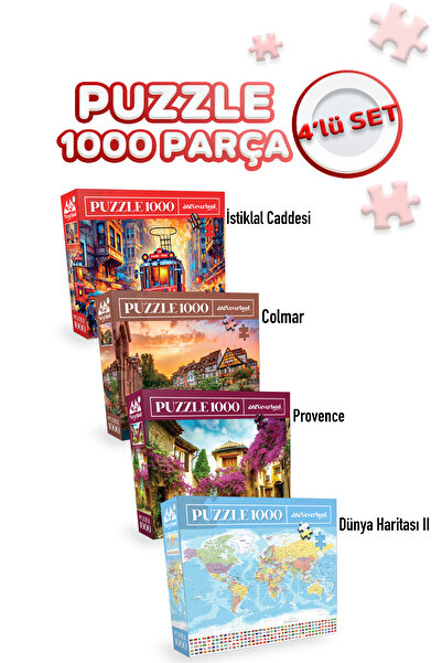Neverland 4 ADET 1000 PARÇA PUZZLE -İSTİKLAL CADDESİ VE COLMAR VE PROVENCE VE...