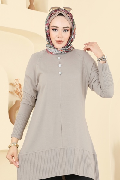 ModaMerve Düğme Detaylı Triko Tunik 2715AYD574-MS Vizyon