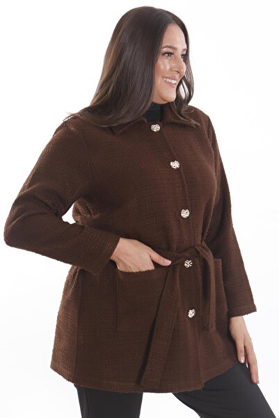 Metpoint Jachetă maro cu detaliu de buzunar și cu închidere cu nasturi