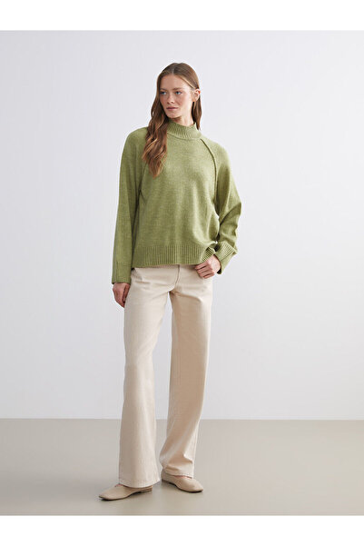 LC Waikiki Lcw Comfort Green Half Turtleneck Women's Knitwear Sweater