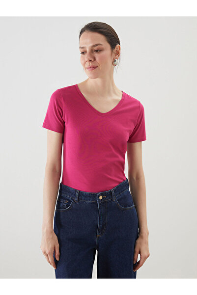 LC Waikiki Γυναικείο μπλουζάκι με λαιμόκοψη σε σχήμα V Özmarka New Season