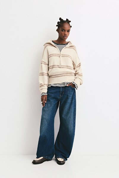 Pull & Bear Geniş yaka fermuarlı kazak