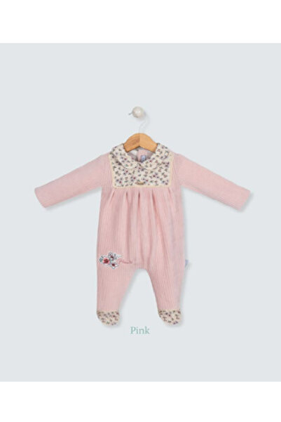 Babydola Babydoıla Velvet Footed Romper with Snap Fasteners on the Back