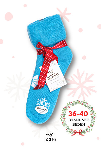 Bonas Комплект зимни дамски термо чорапи с мотив на снежинки, с дебели чорапи и топли маншети - 3 чифта