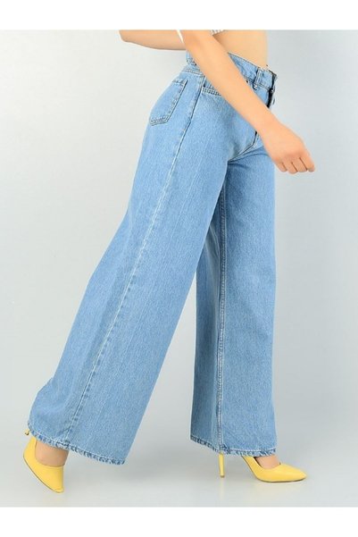 mooishan Wide Leg Women's Snow Wash Lycra Palaazo Jeans Trousers