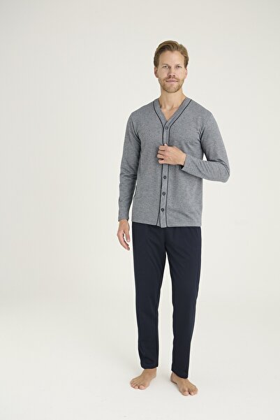 KLY Ανδρικές πιτζάμες με λαιμόκοψη σε σχήμα V με κουμπιά 9225