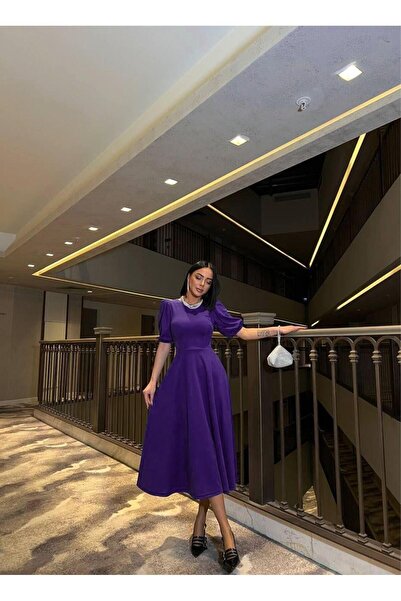 MRY BUTİK Rochie de lungime midi cu mâneci pepene mov 583151