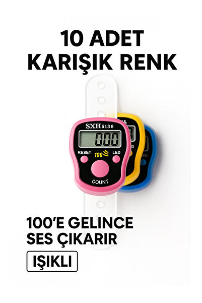 LookBuyTake 10 قطع من أجهزة التسبيح الرقمية متعددة الألوان مع إضاءة صوتية - ع...