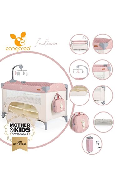 Cangaroo Pătuț pliabil cu 2 niveluri și lateral glisant Indiana, roz, vârstă ...