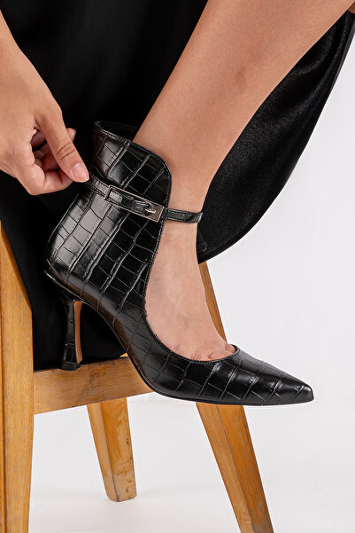 Yel'iz Shoes&Slipper Topuklu Deri Kadın Ayakkabı Bilekten Ayarlanabilir Tokalı Model