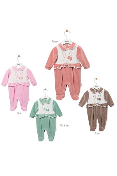 Babydola Babydoıla Velvet Footed Romper with Snap Fasteners on the Back