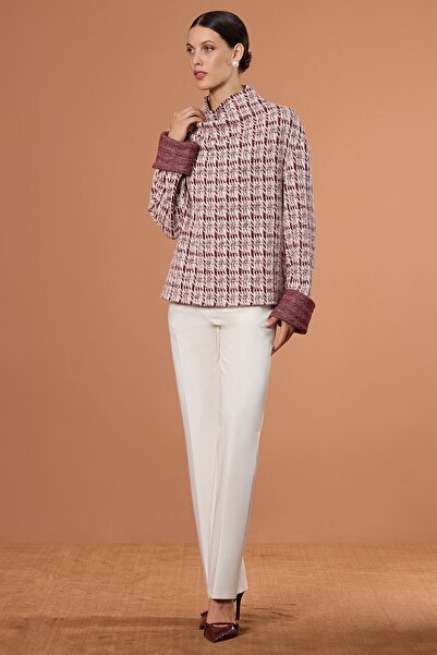 UPGRADE Düşük Kol Triko Kazak Bordo