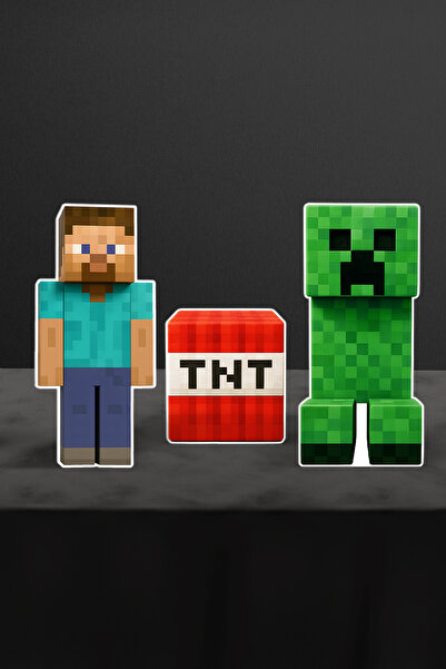 Hey Parti Minecraft Doğum Günü Parti Seti - Creeper Steve Enderman TNT Doğum Günü Parti Malzemeleri - Maxi