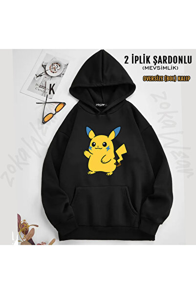 ZOKAWEAR Hanorac cu glugă imprimat cu ilustrație de Pikachu Pokemon Zupachu (...