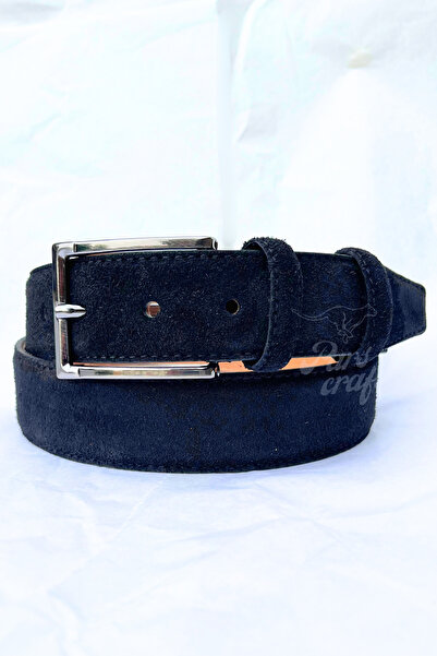 Parscraft Γνήσια ανδρική ζώνη από δέρμα σουέτ 3,5 εκ. Γνήσια κλασική υφασμάτινη ζώνη παντελονιού