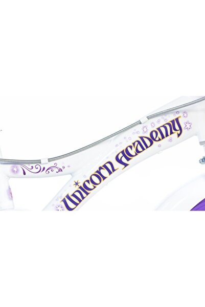 Dino Bikes Kids Bicycle 6-8 Years, with Training Wheels 16' Unicorn Academy, White Violet