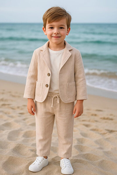 Bontino Ανδρικό Σετ 3 τεμαχίων με Εμφάνιση Λινής Υφής