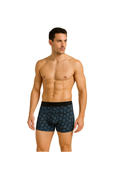 Mercan Patterned Lycra Cotton Printed Men's Boxer - Kri̇stal