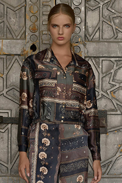 FEVER Safari desenli toka detaylı gömlek