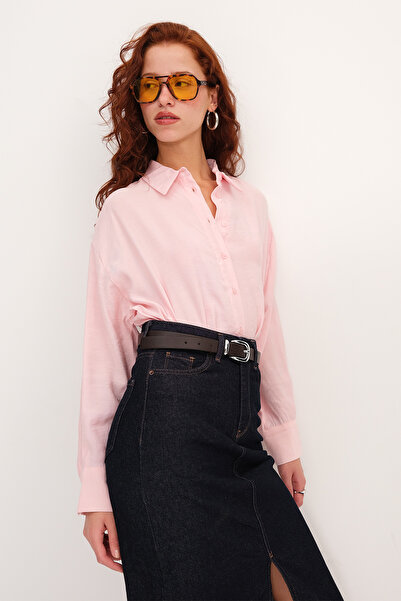 Addax Oversize Shirt with Side Slits G8128-H8Asn75