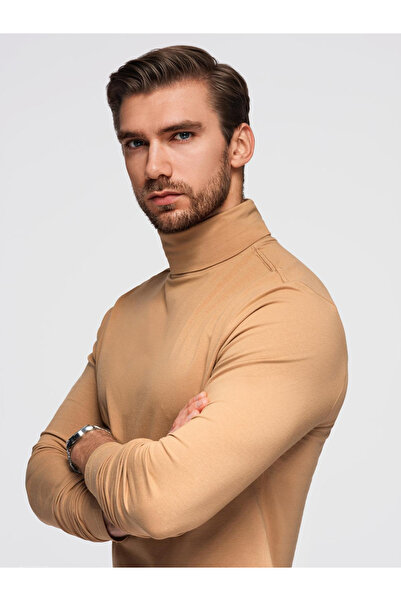 OMBRE Unifarbenes Rollkragen-Langarmshirt für Männer - Braun OM-LSCL-0130