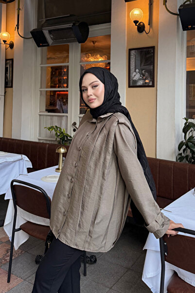 LOCCO Cămașă pentru femei cu detaliu pliat în față, nurcă