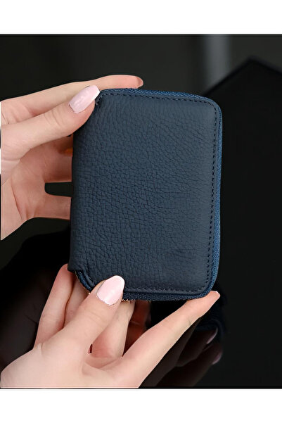 MODA Genuine Leather Navy Blue Unisex Wallet – 10 Card Slots, 3 Cash Compartm...