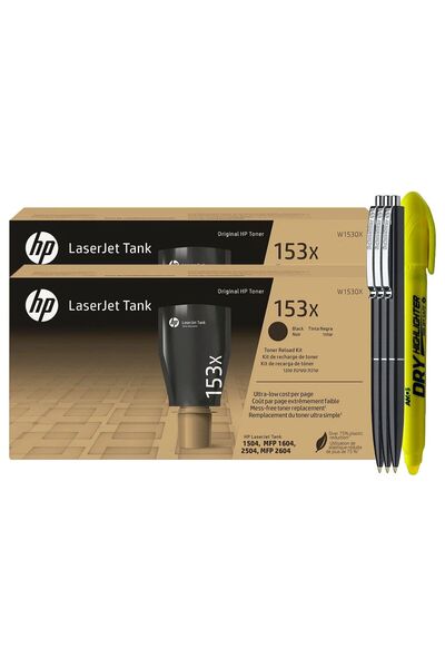 HP Set Cartus Toner Original HP(153X) 2xW1530X Negru, 2x5000 pagini, 3xPix Schneider si Textmarker Non