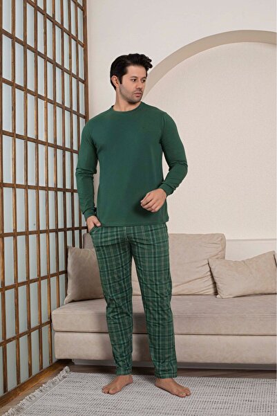 GUAVA+ Ανδρικό σετ πιτζάμες με μακρυμάνικο μονόχρωμο μονόχρωμο μοτίβο Modal ελαφρύ με μανσέτες και τσέπες