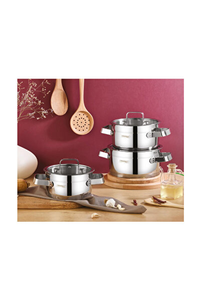 Kahramanlar Sırma 6 Piece Steel Cookware Set – 18/10 Stainless Steel, Capsule Base, Induction Compatible