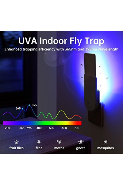 Generic Flying Insect Trap, Plug-in Mosquito Killer Gnat Moth Catcher Fly Tapper with 5Pcs Adhesive Cards