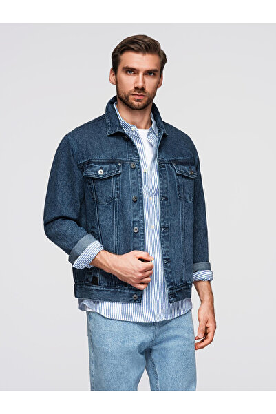 OMBRE Herren-Jeansjacke Katana mit Waschung - blau V4 OM-JADJ-0219 XXL