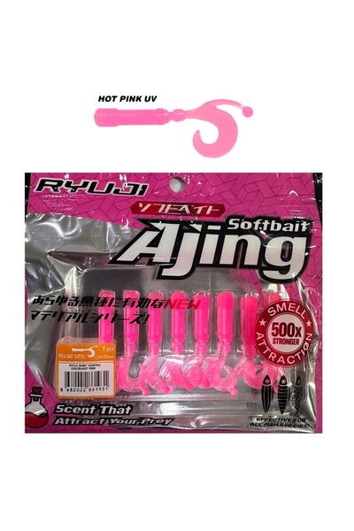 RYUJI Baby Curtail 4.3cm Kokulu LRF Silikon Yem 8 adet Hot Pink UV