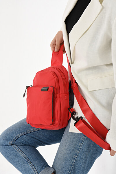 Çanta Trend Unisex Water Resistant Cross Strap Multi-Compartment Zippered Waist and Chest Bag Bodybag