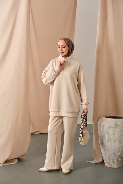 LOCCO بدلة نسائية بسحاب نصفي من ستون