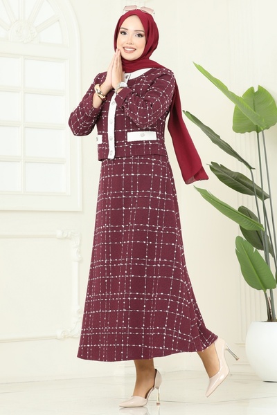 ModaMerve Ceketli Tüvit İkili Takım 1180S324-MS Bordo