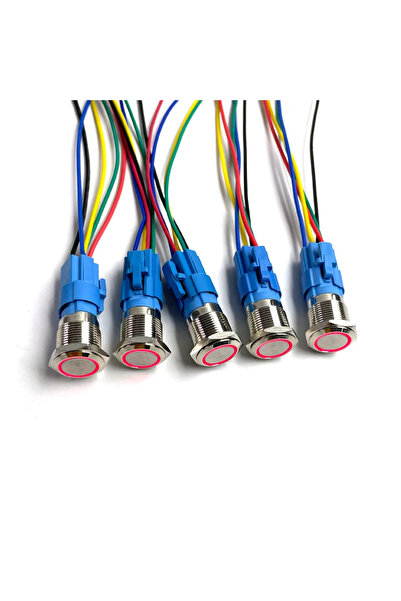 Choice40 Momentary self-reset 22mm 5PCS 12-30V-With socket Red Ring 5 pcs Met...