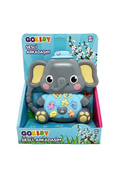 Gokidy Sesli ve Eğitici Fil Bebek Oyuncağı – Işıklı, Hayvan Sesli, 12 Ay ve Ü...