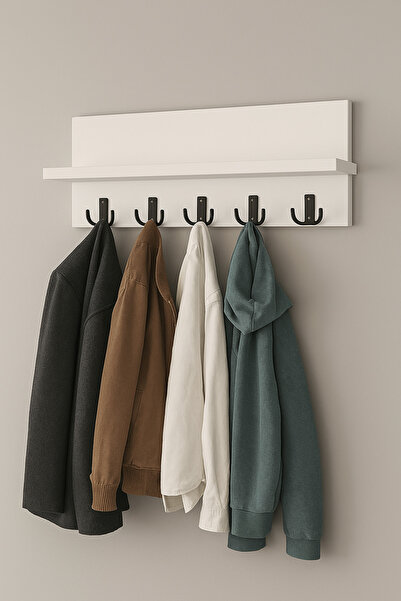 KARAS AHŞAP PORTMANTO DUVAR ASKILIĞI BEYAZ