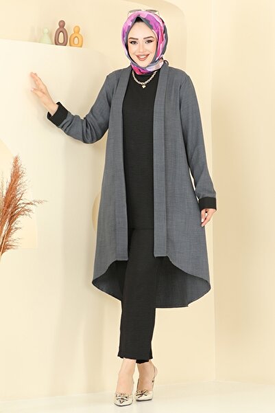 ModaMerve Asimetrik Kesim Üçlü Takım 25071MTS1094-MS Antrasit