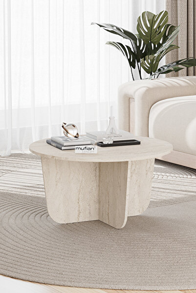 Mufian Concept TOKYO İskandinav - Bohem Traverten Desen Orta Sehpa -Servis Se...