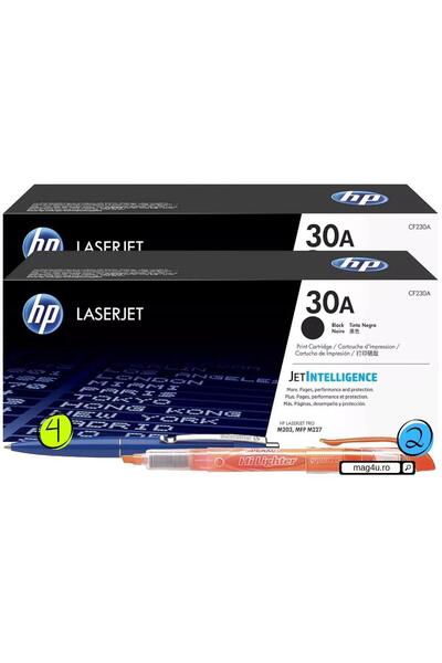 HP Original Toner Cartridge Set (HP230A) 2xCF230A Black, 2x1600pages + 4xPix Schneider and 2xTextmarker P
