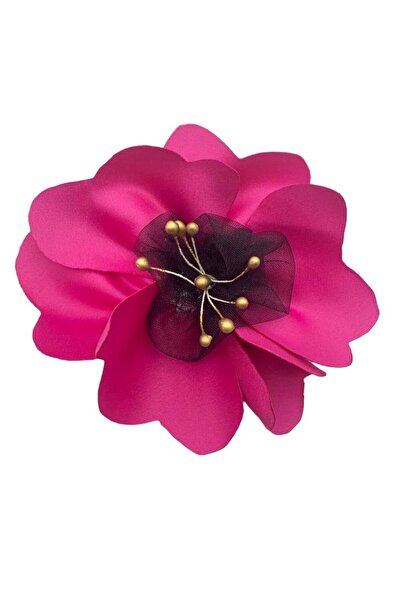 OEM Brosa Tip Mac Fuchsia cu Miez din Tul Negru si Stamine Aurii