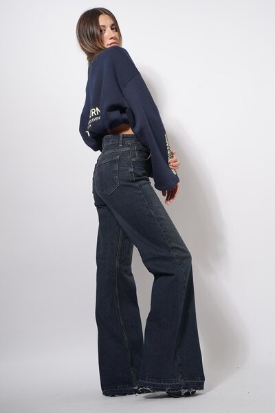 Pafi Moda Pantaloni cu picior lat Durme Püskül, albastru deschis