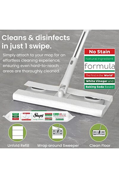 Sleepy Easy Clean Mop Compatible Cleaning Wipes - White Soap 4X50, 200 Wipes