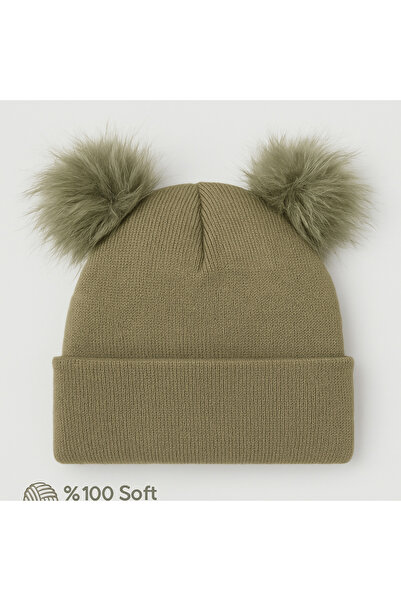MYZİ STORE Çocuk Bebek Çift Ponponlu Kışlık Triko Bere – Kız Erkek Çocuk Şapka (1-5 Yaş)