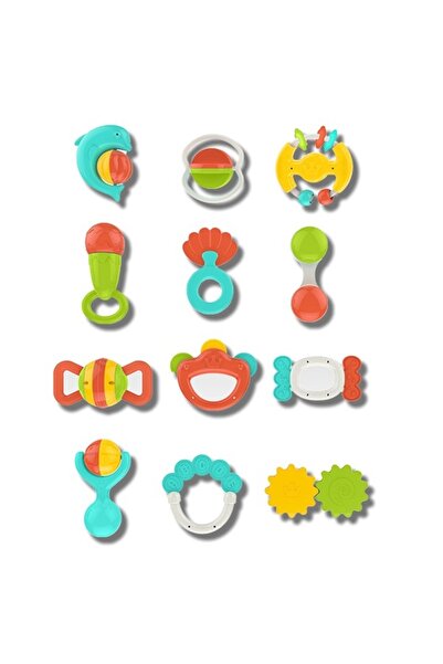 huanger - Baby Rattles & Teether Sensory Set 12pcs - Multicolor