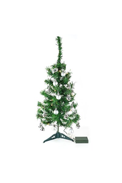 Flippy Στολισμένο χριστουγεννιάτικο δέντρο, 60 εκ., 20 ζεστά λευκά φωτάκια LED + 20 ασημένιες σφαίρες που περιλαμβάνονται,