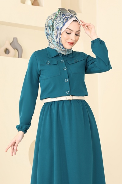 ModaMerve Cep Detaylı Etekli Takım 23005UKB139-MS Petrol