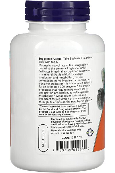 Now Foods Magnesium Glycinate Highly Absorbable Form Tablets, 180 Tablets